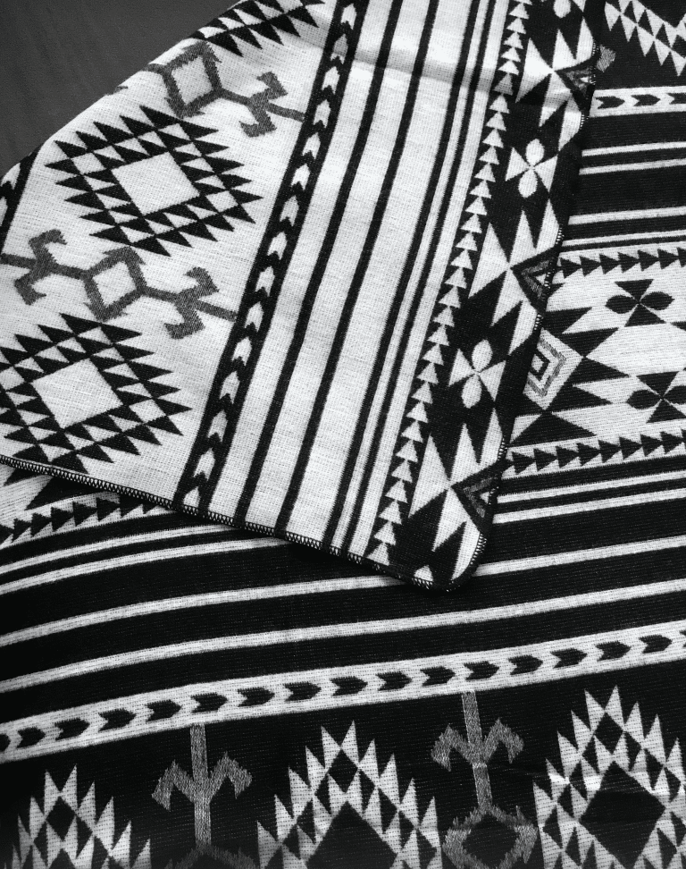 Black white boho blanket