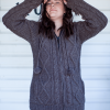 Charcoal wool handknit hoodie