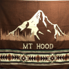 Spice colored alpaca blend blanket with image of Mt. Hood